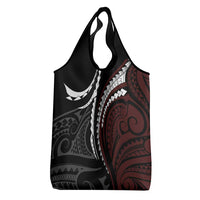 Polynesian Oxblood Line Art Tribal Tattoo Grocery Bag LT9 - Polynesian Pride