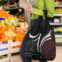 Polynesian Oxblood Line Art Tribal Tattoo Grocery Bag LT9 - Polynesian Pride
