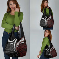 Polynesian Oxblood Line Art Tribal Tattoo Grocery Bag LT9 - Polynesian Pride