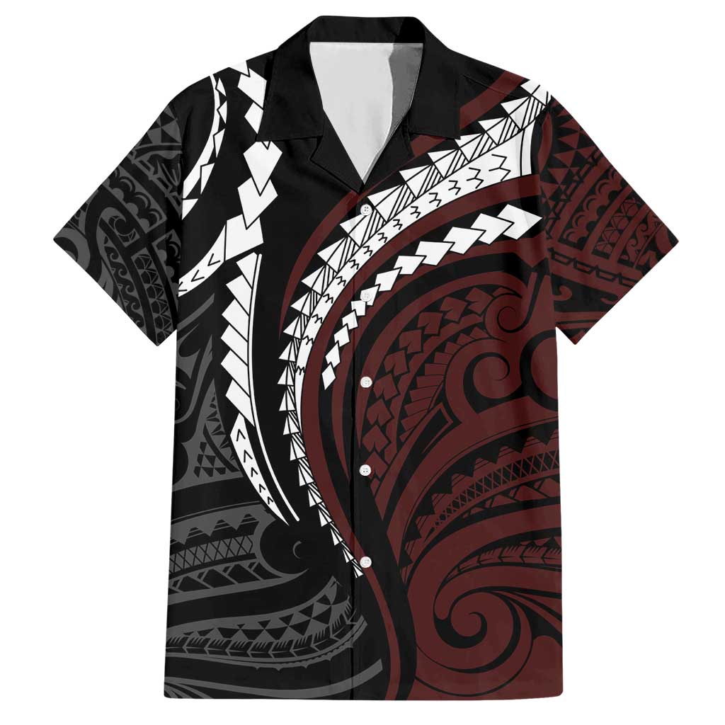 Polynesian Oxblood Line Art Tribal Tattoo Hawaiian Shirt LT9 Beige - Polynesian Pride