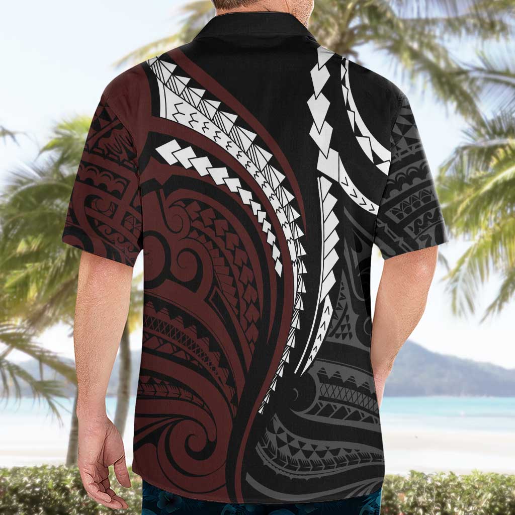 Polynesian Oxblood Line Art Tribal Tattoo Hawaiian Shirt LT9 - Polynesian Pride
