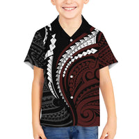 Polynesian Oxblood Line Art Tribal Tattoo Kid Hawaiian Shirt
