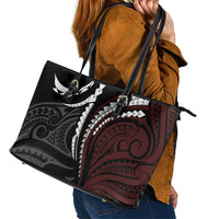 Polynesian Oxblood Line Art Tribal Tattoo Leather Tote Bag LT9 - Polynesian Pride