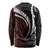 Polynesian Oxblood Line Art Tribal Tattoo Long Sleeve Shirt