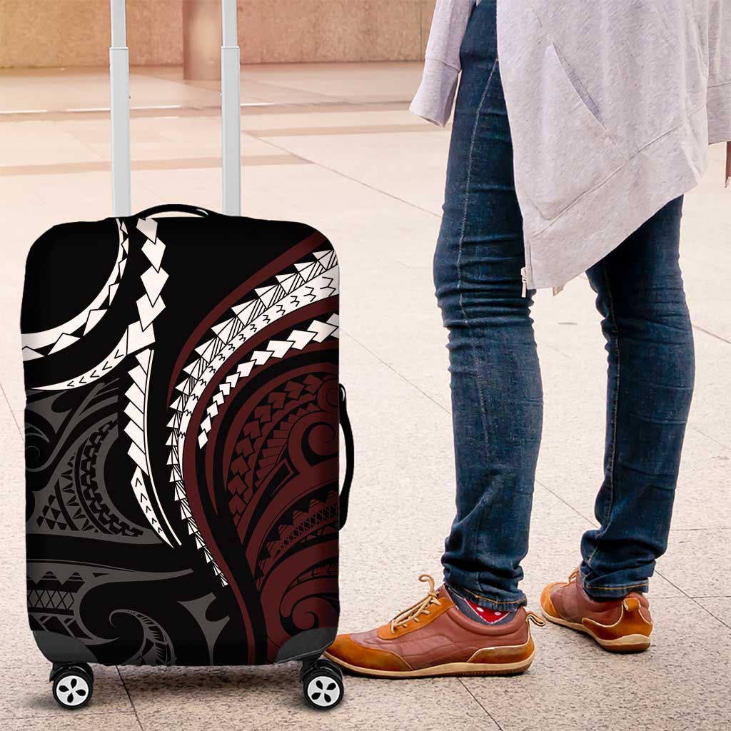 Polynesian Oxblood Line Art Tribal Tattoo Luggage Cover