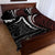 Polynesian Oxblood Line Art Tribal Tattoo Quilt Bed Set