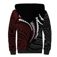 Polynesian Oxblood Line Art Tribal Tattoo Sherpa Hoodie LT9 - Polynesian Pride