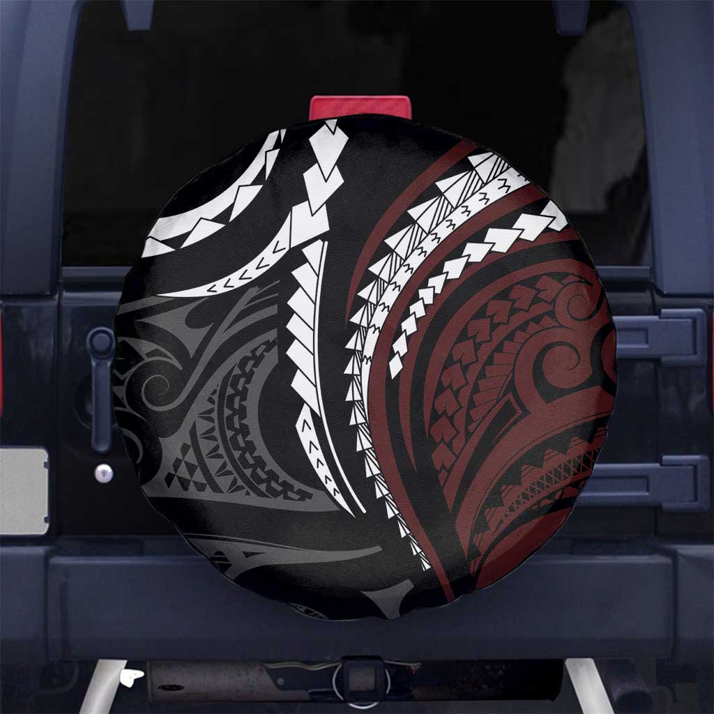 Polynesian Oxblood Line Art Tribal Tattoo Spare Tire Cover LT9 - Polynesian Pride