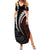 Polynesian Oxblood Line Art Tribal Tattoo Summer Maxi Dress