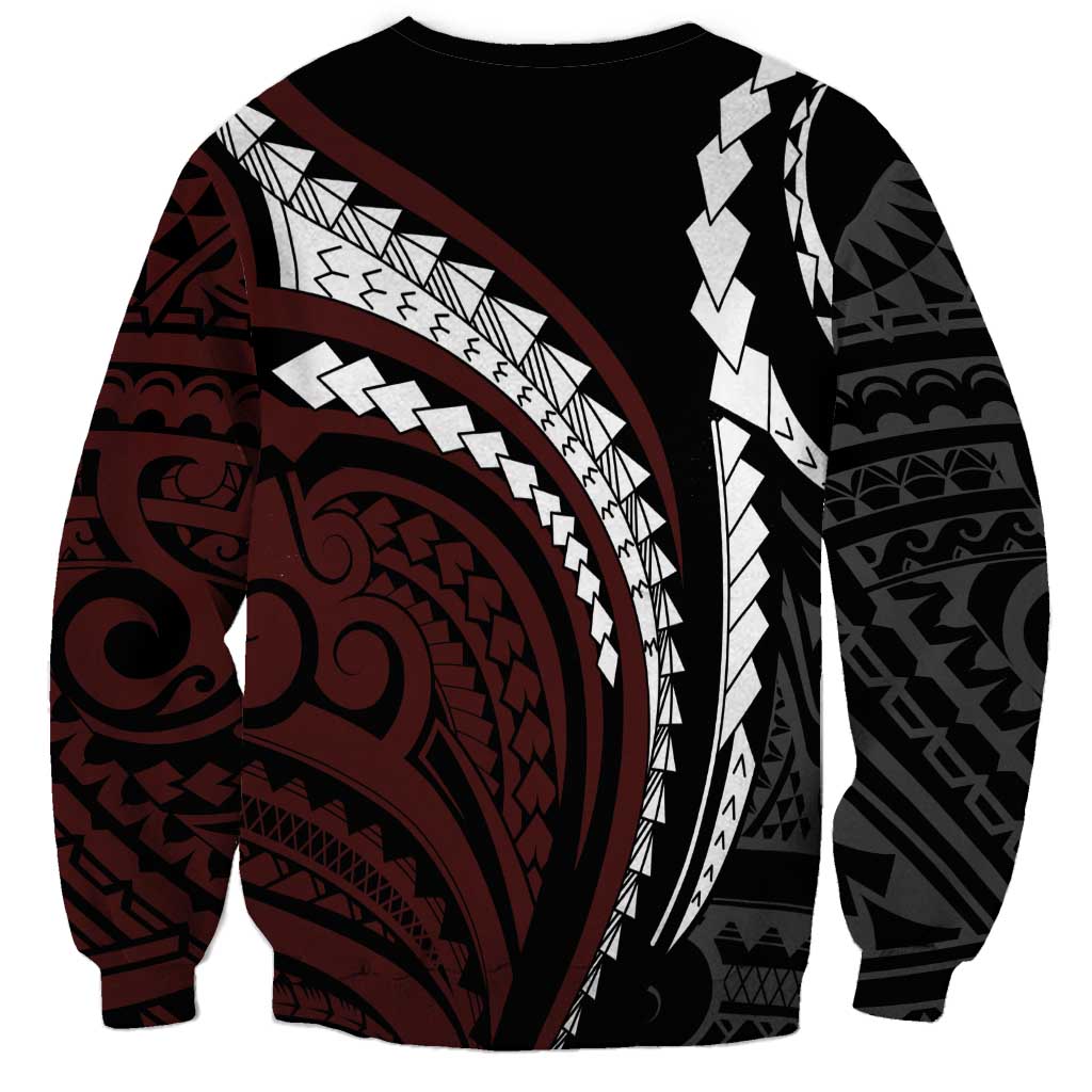 Polynesian Oxblood Line Art Tribal Tattoo Sweatshirt LT9 - Polynesian Pride
