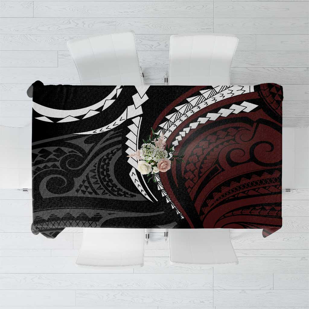 Polynesian Oxblood Line Art Tribal Tattoo Tablecloth LT9 Beige - Polynesian Pride