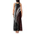 Polynesian Oxblood Line Art Tribal Tattoo Tank Maxi Dress