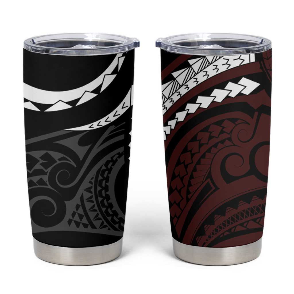 Polynesian Oxblood Line Art Tribal Tattoo Tumbler Cup LT9 Beige - Polynesian Pride