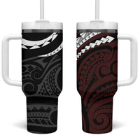 Polynesian Oxblood Line Art Tribal Tattoo Tumbler With Handle LT9 One Size: 40 oz Beige - Polynesian Pride