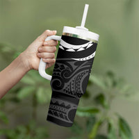 Polynesian Oxblood Line Art Tribal Tattoo Tumbler With Handle LT9 - Polynesian Pride