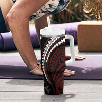 Polynesian Oxblood Line Art Tribal Tattoo Tumbler With Handle LT9 - Polynesian Pride