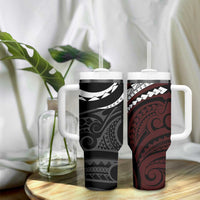 Polynesian Oxblood Line Art Tribal Tattoo Tumbler With Handle LT9 - Polynesian Pride