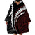 Polynesian Oxblood Line Art Tribal Tattoo Wearable Blanket Hoodie