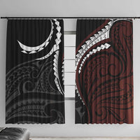 Polynesian Oxblood Line Art Tribal Tattoo Window Curtain LT9 With Hooks Beige - Polynesian Pride