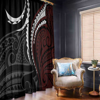 Polynesian Oxblood Line Art Tribal Tattoo Window Curtain LT9 - Polynesian Pride