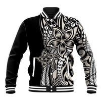 Polynesian Plumeria Floral Tattoo Pattern Baseball Jacket Beige Style LT9 Unisex Beige - Polynesian Pride