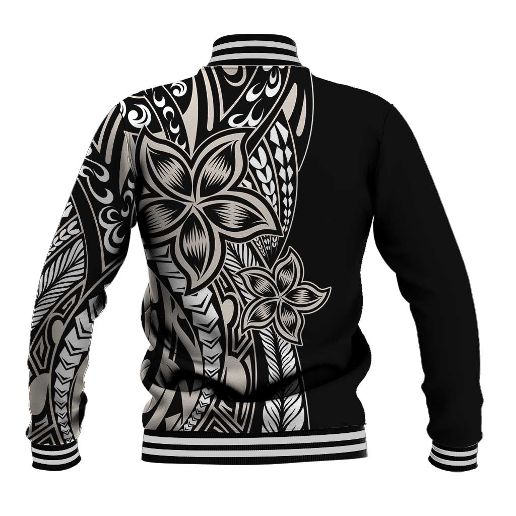 Polynesian Plumeria Floral Tattoo Pattern Baseball Jacket Beige Style LT9 - Polynesian Pride