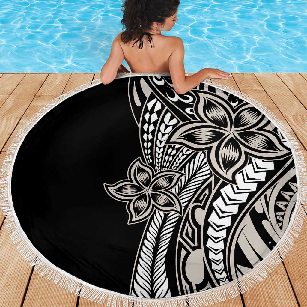 Polynesian Plumeria Floral Tattoo Pattern Beach Blanket Beige Style LT9 - Polynesian Pride