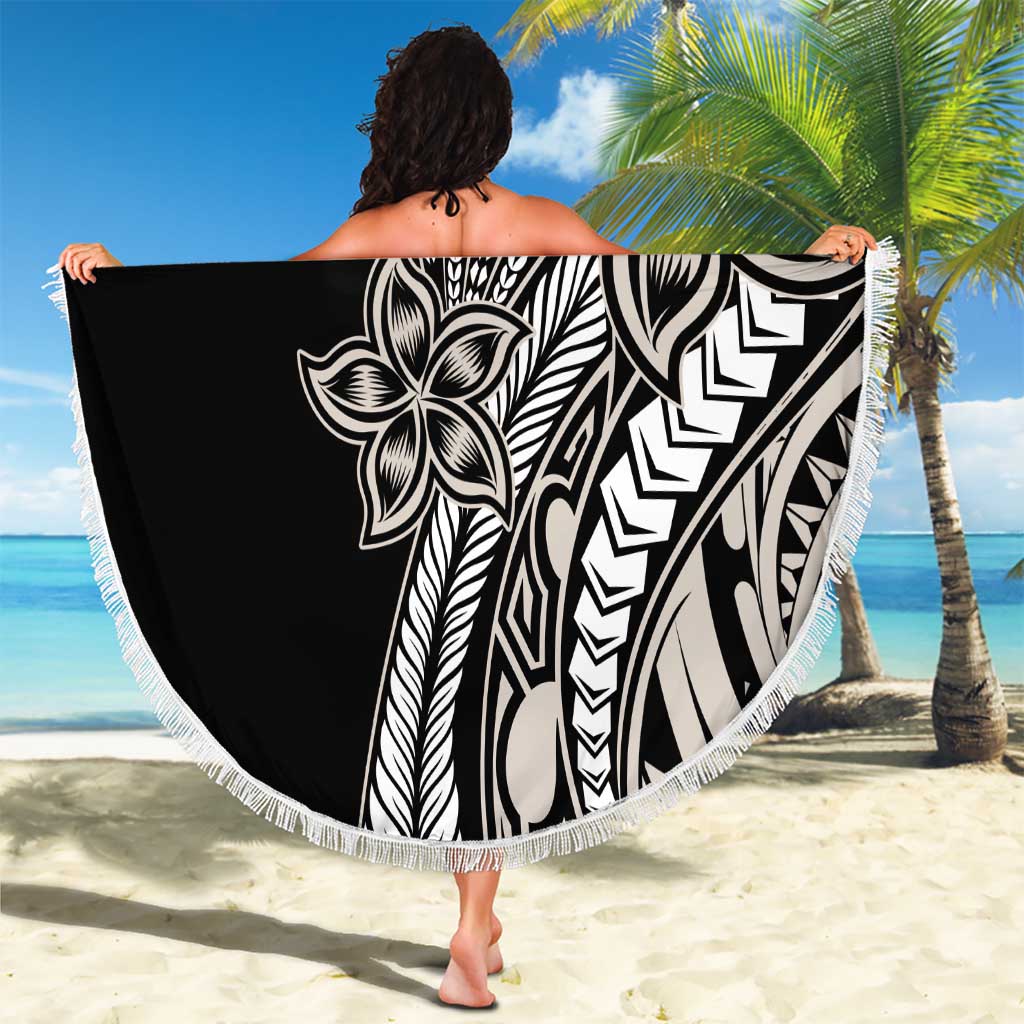 Polynesian Plumeria Floral Tattoo Pattern Beach Blanket Beige Style LT9 - Polynesian Pride