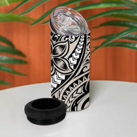 Polynesian Plumeria Floral Tattoo Pattern 4 in 1 Can Cooler Tumbler Beige Style LT9 - Polynesian Pride
