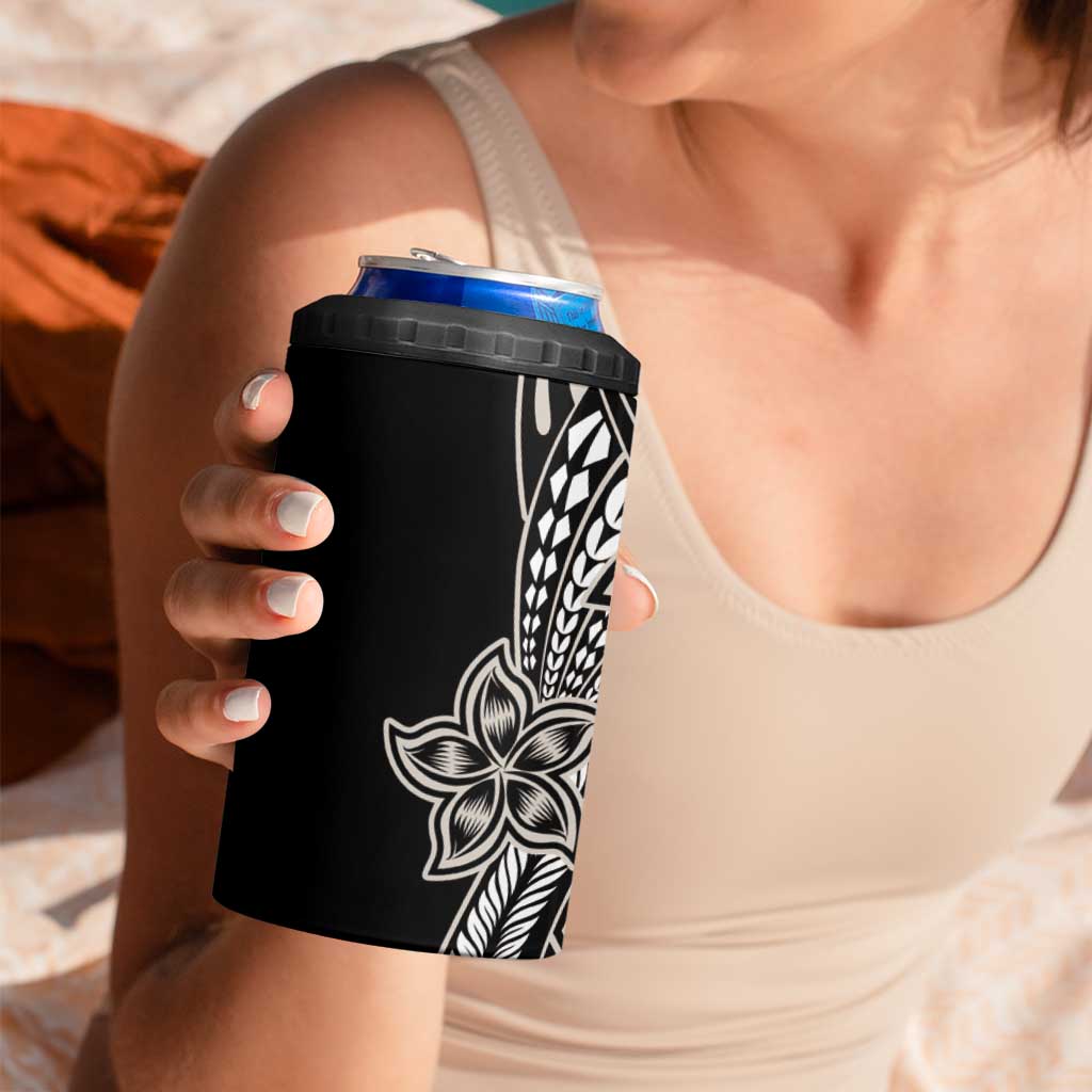 Polynesian Plumeria Floral Tattoo Pattern 4 in 1 Can Cooler Tumbler Beige Style LT9 - Polynesian Pride
