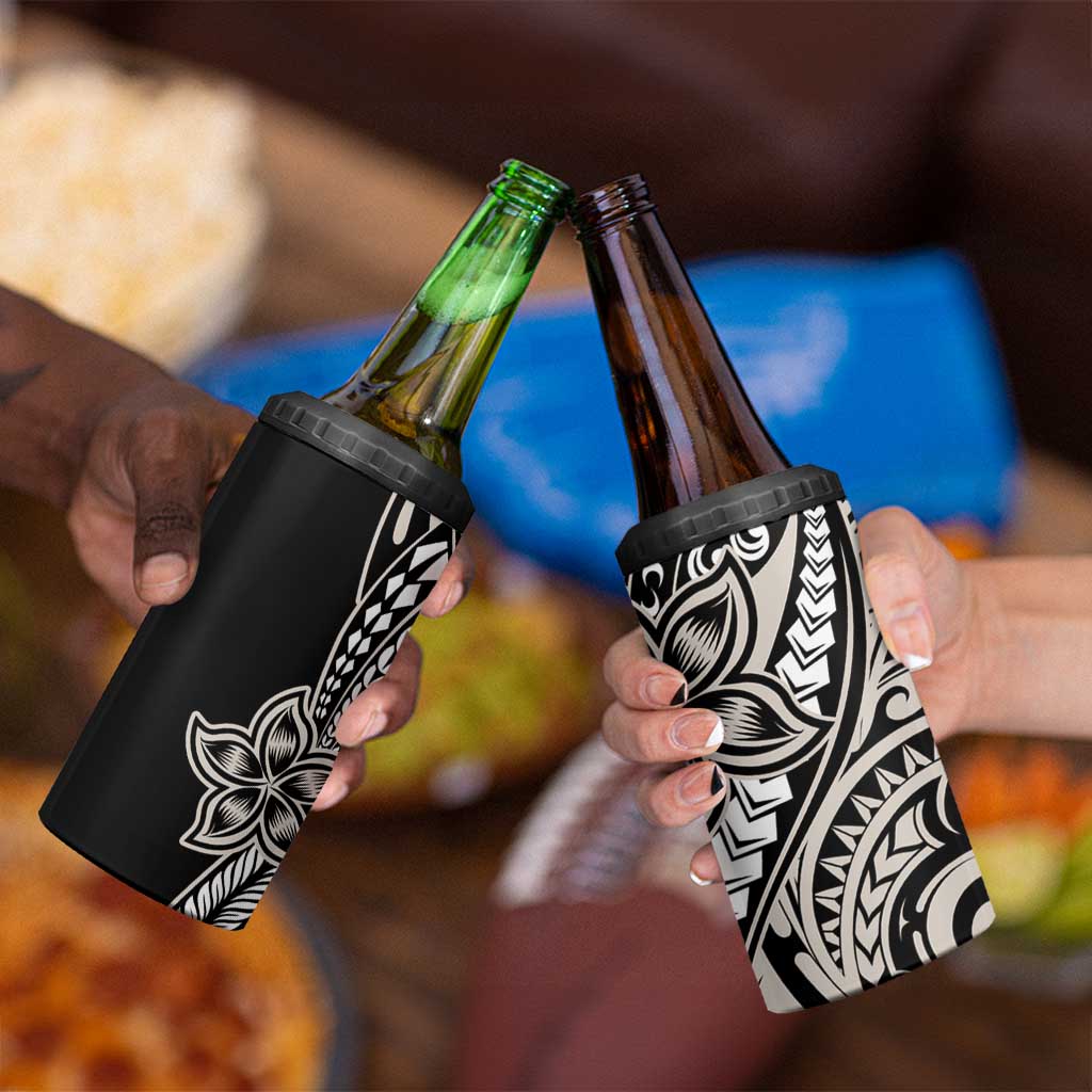 Polynesian Plumeria Floral Tattoo Pattern 4 in 1 Can Cooler Tumbler Beige Style LT9 - Polynesian Pride