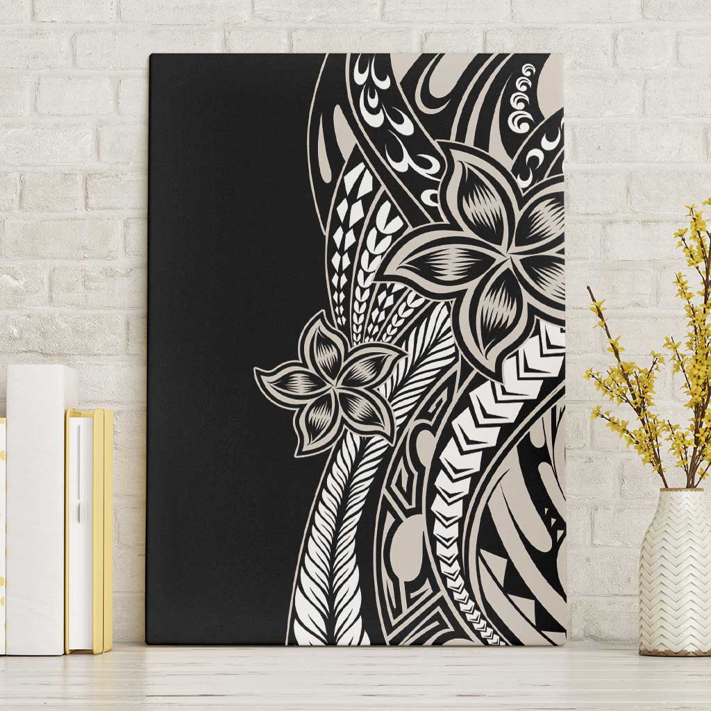Polynesian Plumeria Floral Tattoo Pattern Canvas Wall Art Beige Style LT9 Without Frame Beige - Polynesian Pride