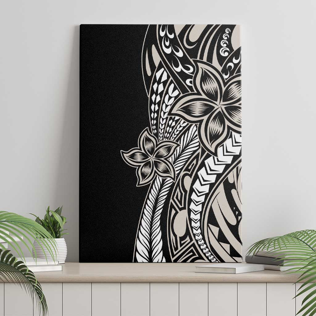 Polynesian Plumeria Floral Tattoo Pattern Canvas Wall Art Beige Style LT9 - Polynesian Pride