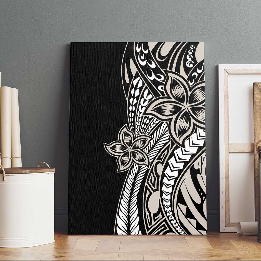 Polynesian Plumeria Floral Tattoo Pattern Canvas Wall Art Beige Style LT9 - Polynesian Pride