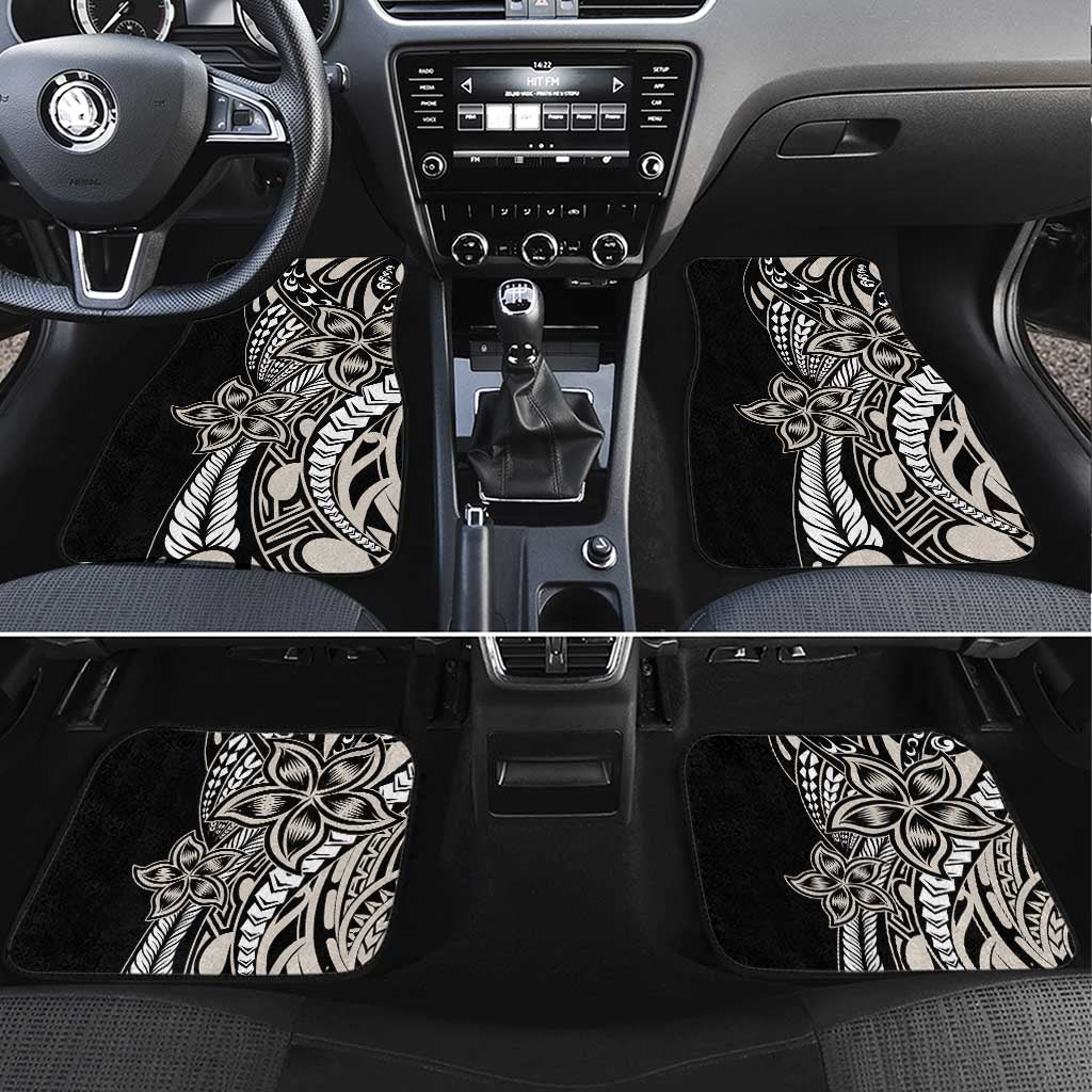 Polynesian Plumeria Floral Tattoo Pattern Car Mats Beige Style LT9 Set 4pcs Beige - Polynesian Pride