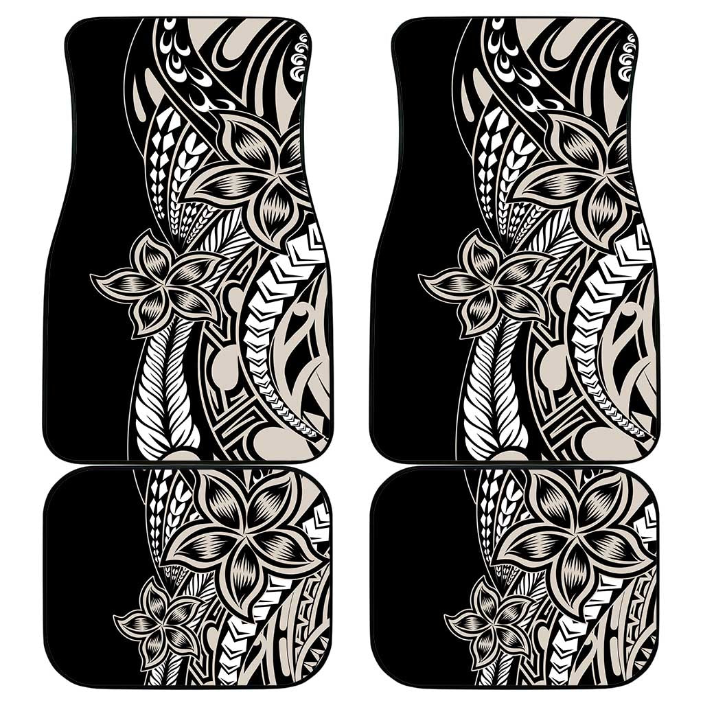 Polynesian Plumeria Floral Tattoo Pattern Car Mats Beige Style LT9 - Polynesian Pride