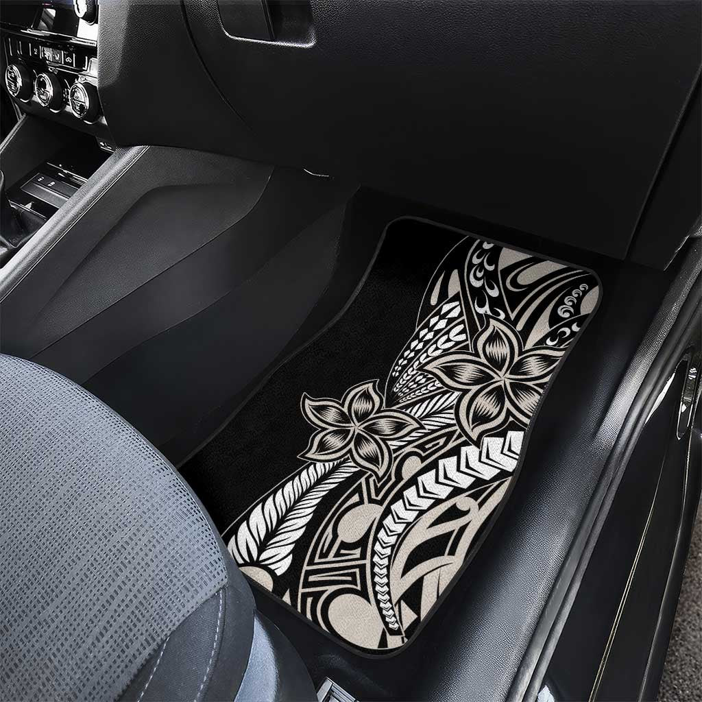 Polynesian Plumeria Floral Tattoo Pattern Car Mats Beige Style LT9 - Polynesian Pride