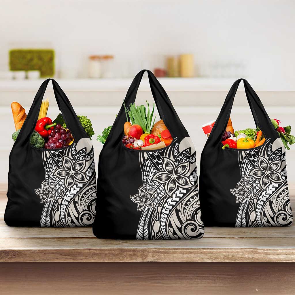 Polynesian Plumeria Floral Tattoo Pattern Grocery Bag Beige Style LT9 3-pack One Size Beige - Polynesian Pride