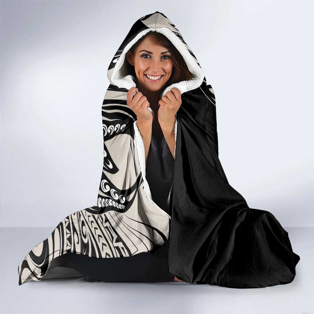 Polynesian Plumeria Floral Tattoo Pattern Hooded Blanket Beige Style LT9 - Polynesian Pride