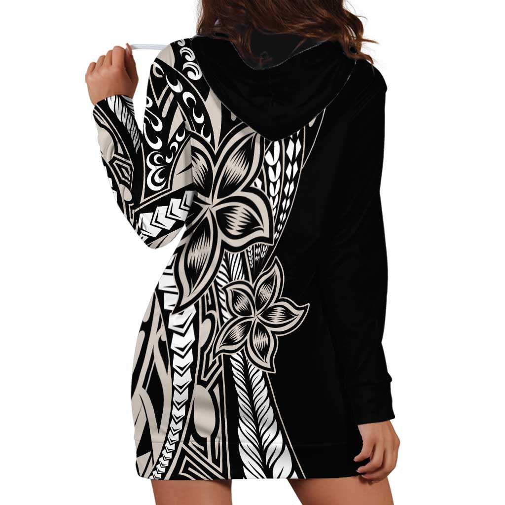 Polynesian Plumeria Floral Tattoo Pattern Hoodie Dress Beige Style LT9 - Polynesian Pride