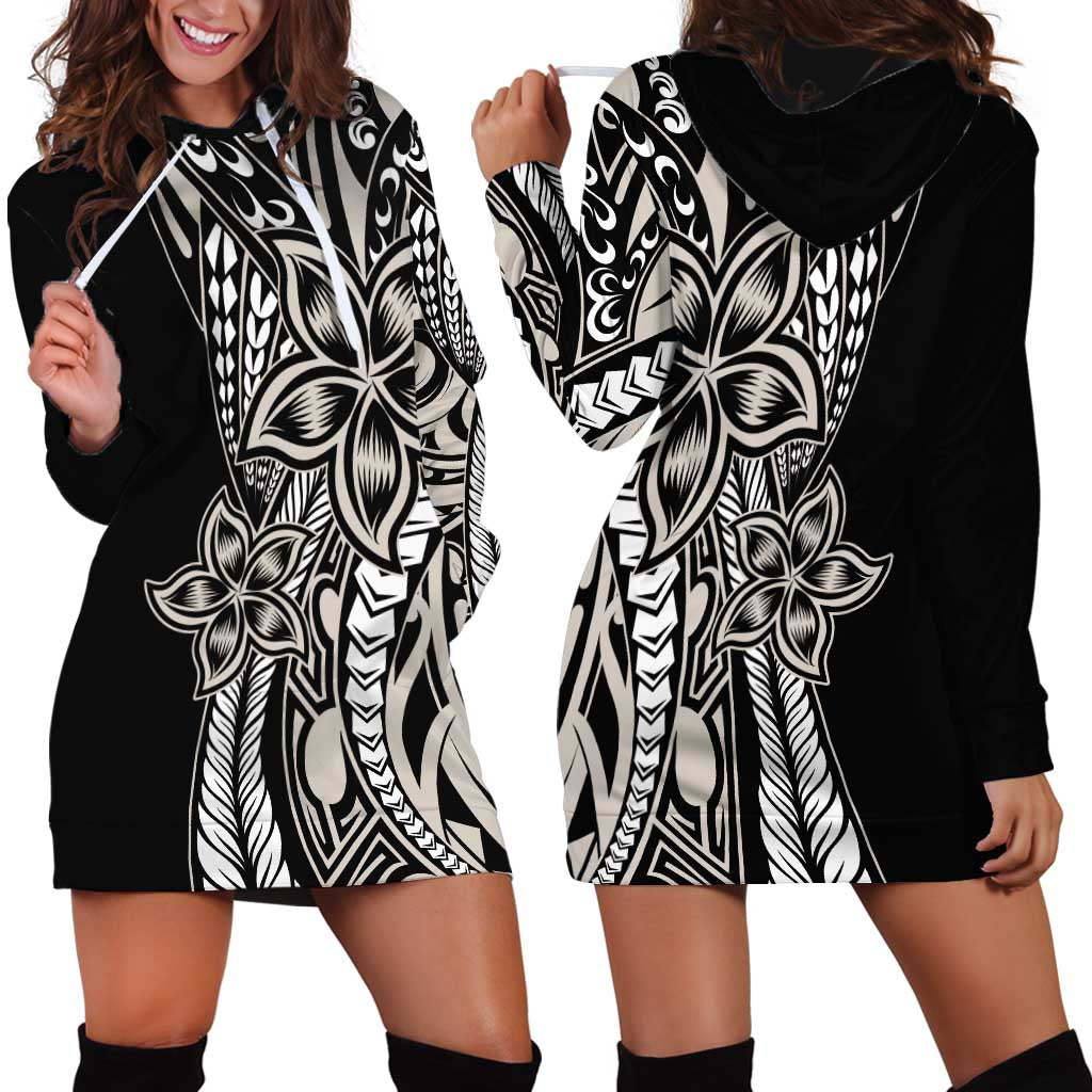 Polynesian Plumeria Floral Tattoo Pattern Hoodie Dress Beige Style LT9 - Polynesian Pride