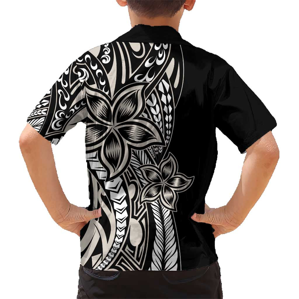 Polynesian Plumeria Floral Tattoo Pattern Kid Hawaiian Shirt Beige Style