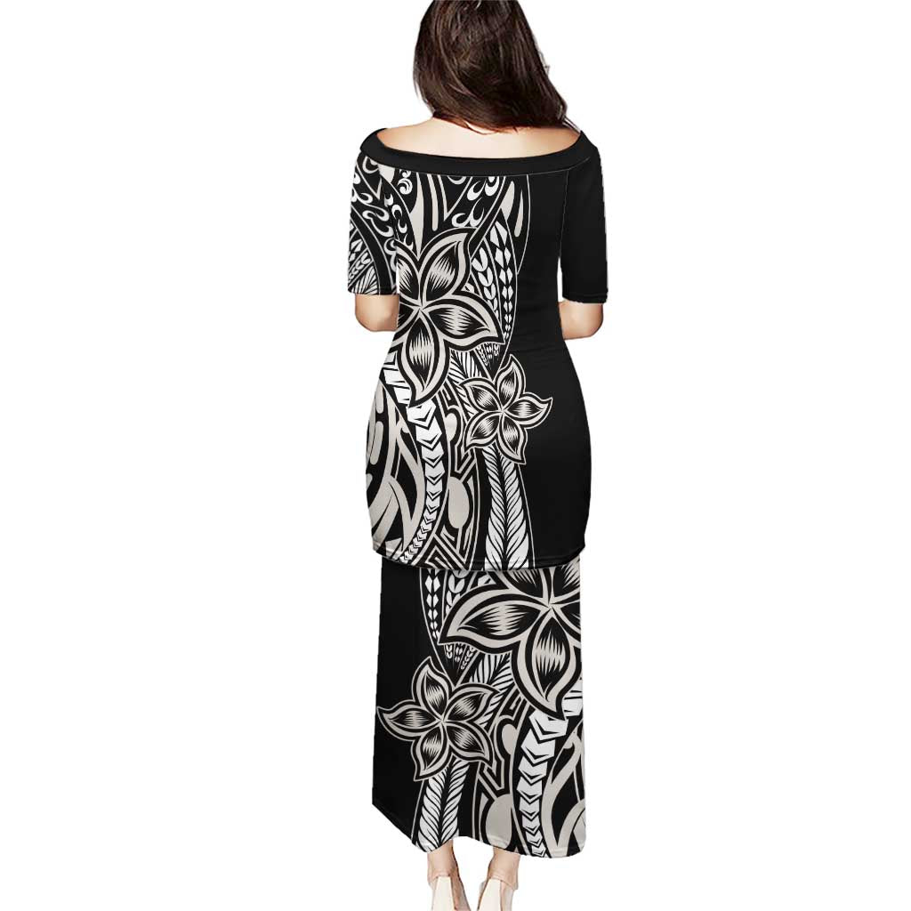 Polynesian Plumeria Floral Tattoo Pattern Puletasi Beige Style LT9 - Polynesian Pride