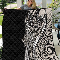 Polynesian Plumeria Floral Tattoo Pattern Quilt Beige Style