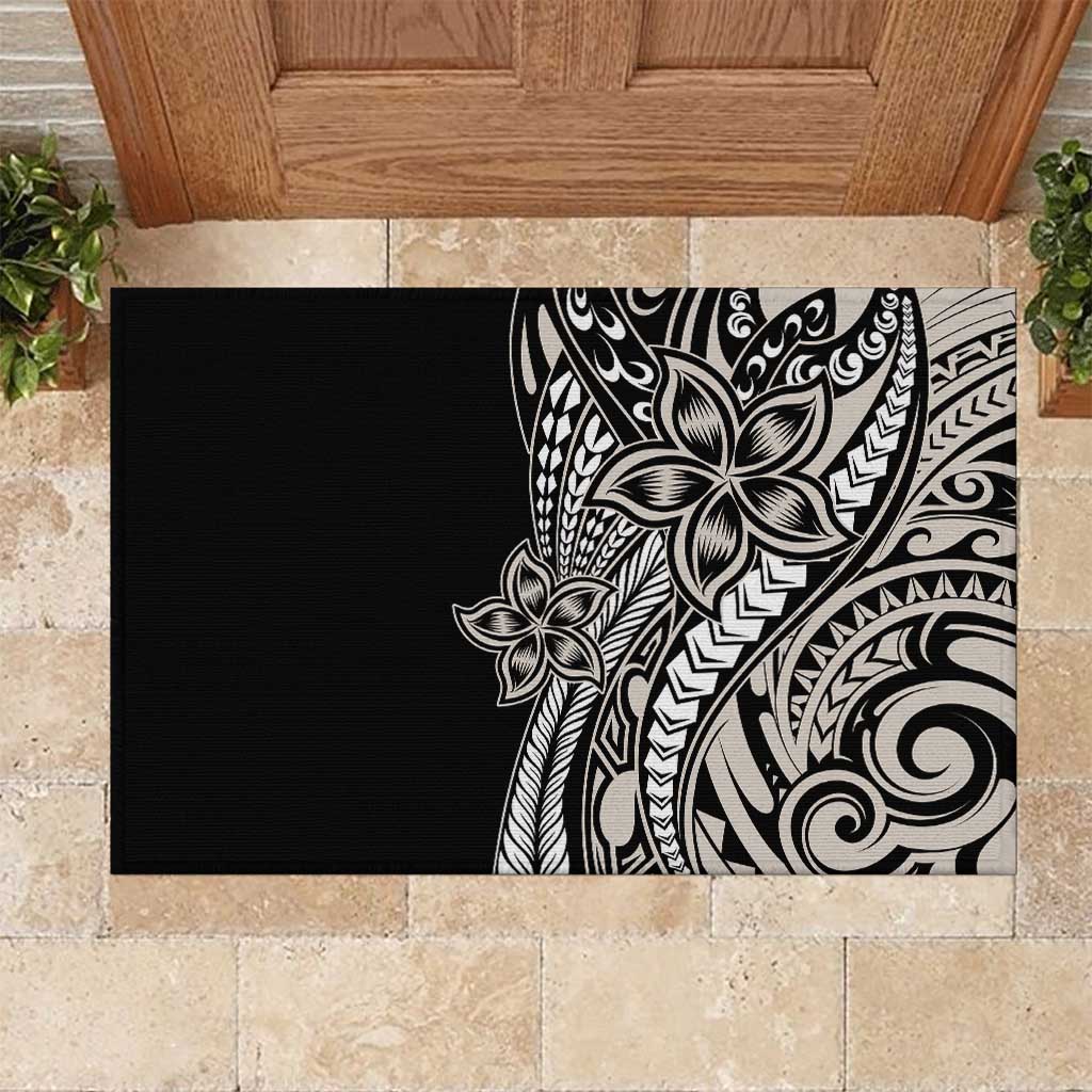 Polynesian Plumeria Floral Tattoo Pattern Rubber Doormat Beige Style LT9 Beige - Polynesian Pride