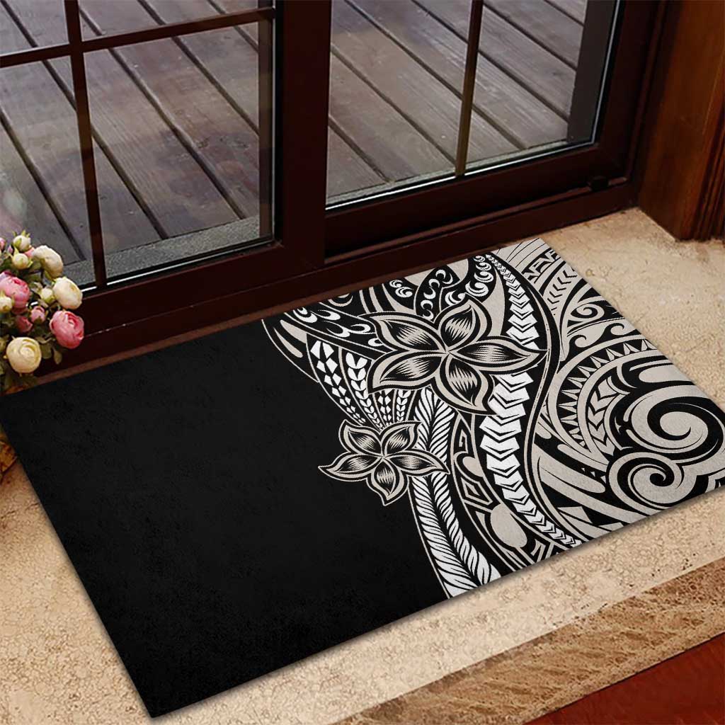 Polynesian Plumeria Floral Tattoo Pattern Rubber Doormat Beige Style LT9 - Polynesian Pride