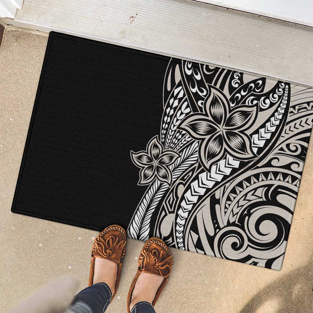 Polynesian Plumeria Floral Tattoo Pattern Rubber Doormat Beige Style LT9 - Polynesian Pride