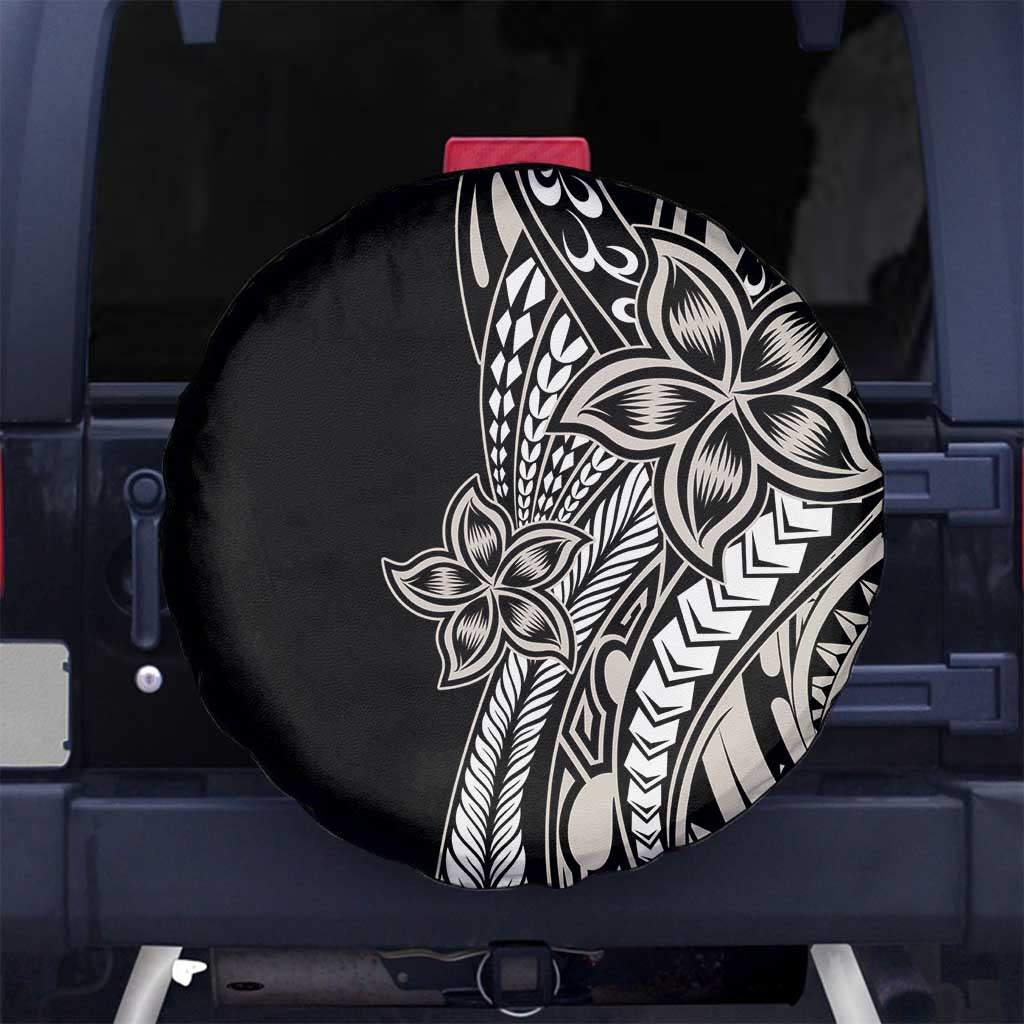 Polynesian Plumeria Floral Tattoo Pattern Spare Tire Cover Beige Style LT9 - Polynesian Pride
