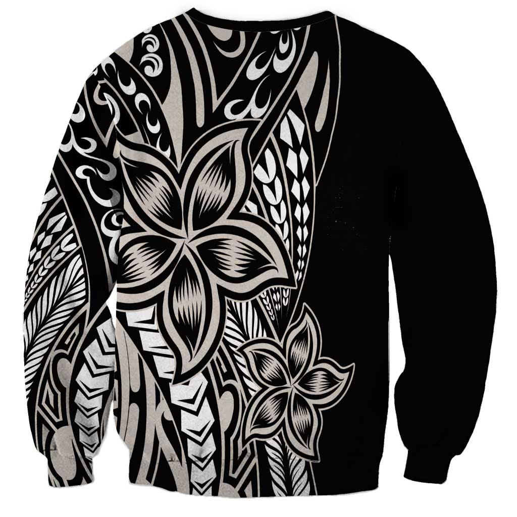 Polynesian Plumeria Floral Tattoo Pattern Sweatshirt Beige Style LT9 - Polynesian Pride