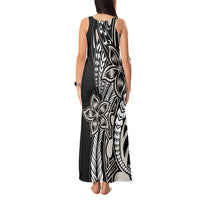 Polynesian Plumeria Floral Tattoo Pattern Tank Maxi Dress Beige Style LT9 - Polynesian Pride